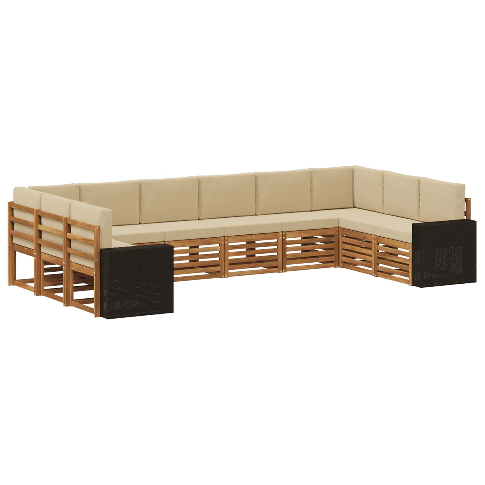 Set vanjskih sofa s jastukom 10 pcs Prirodna i bež Poliester