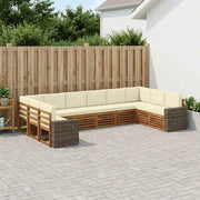 Set vanjskih sofa s jastukom 10 pcs Prirodna i krem Poliester