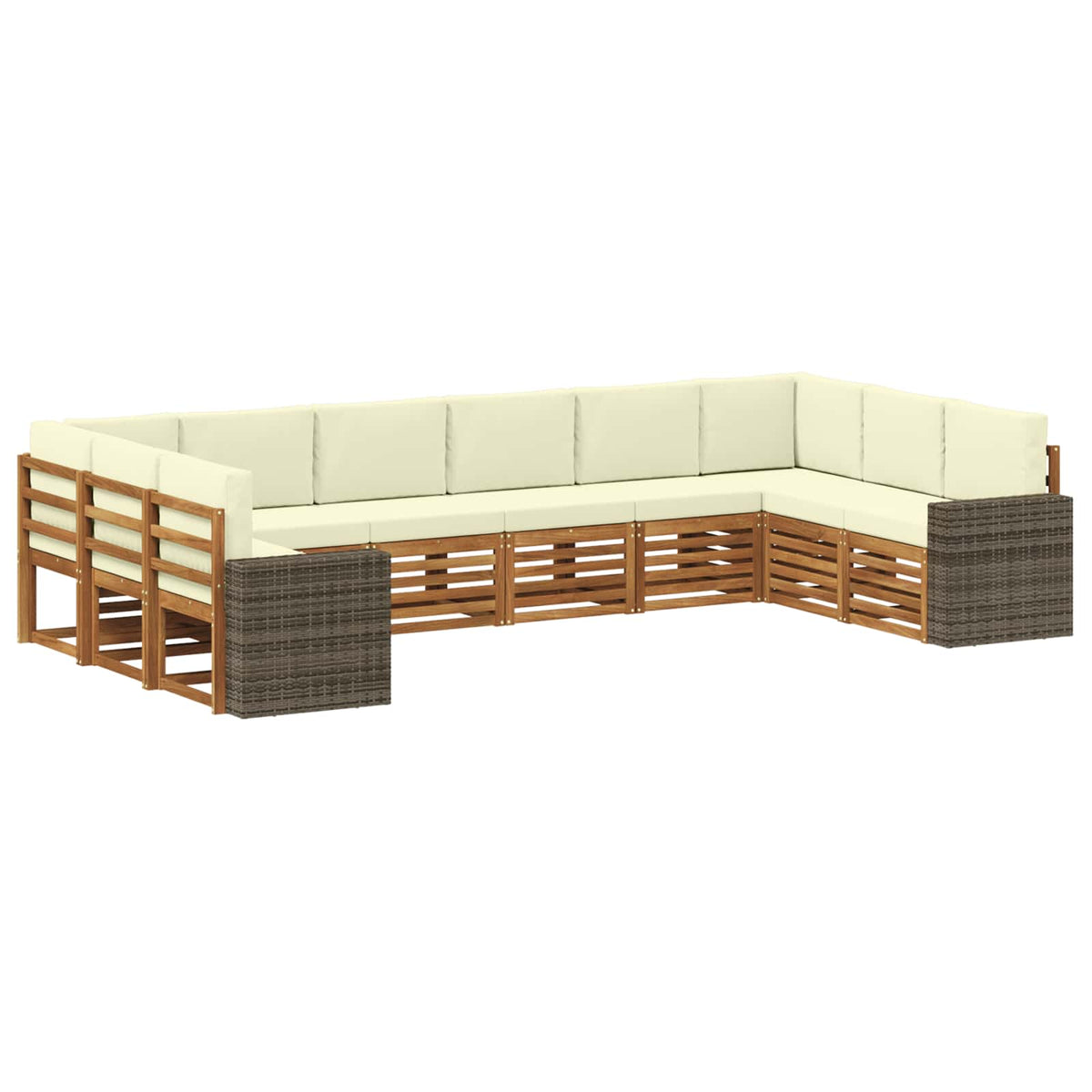Set vanjskih sofa s jastukom 10 pcs Prirodna i krem Poliester