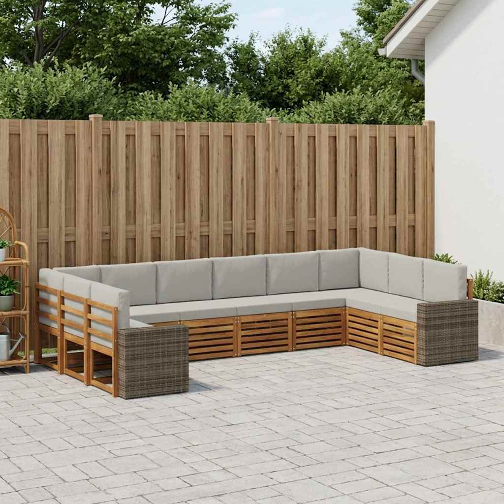 Set vanjskih sofa 10 pcs Prirodna i svjetlosiva Poliester