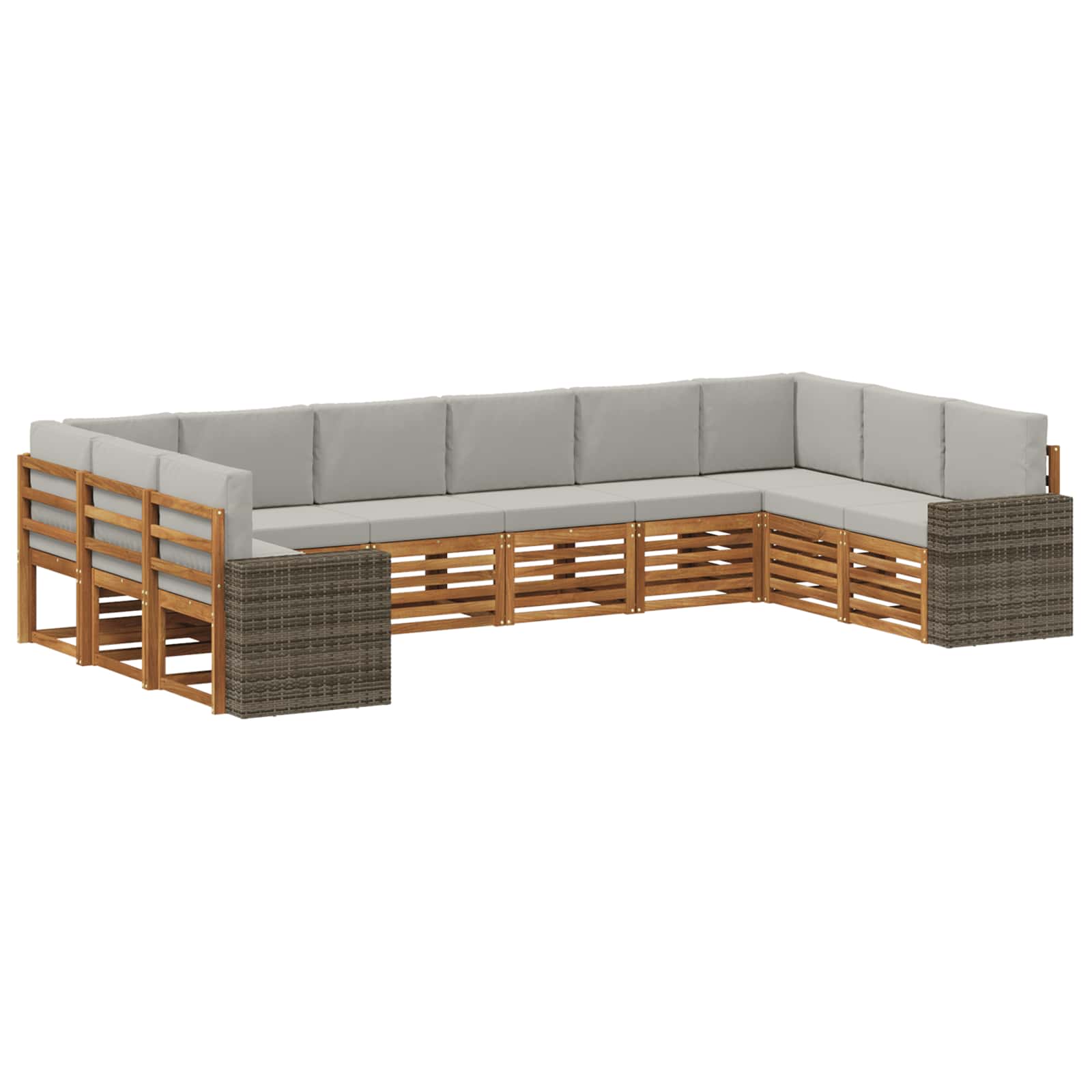 Set vanjskih sofa 10 pcs Prirodna i svjetlosiva Poliester
