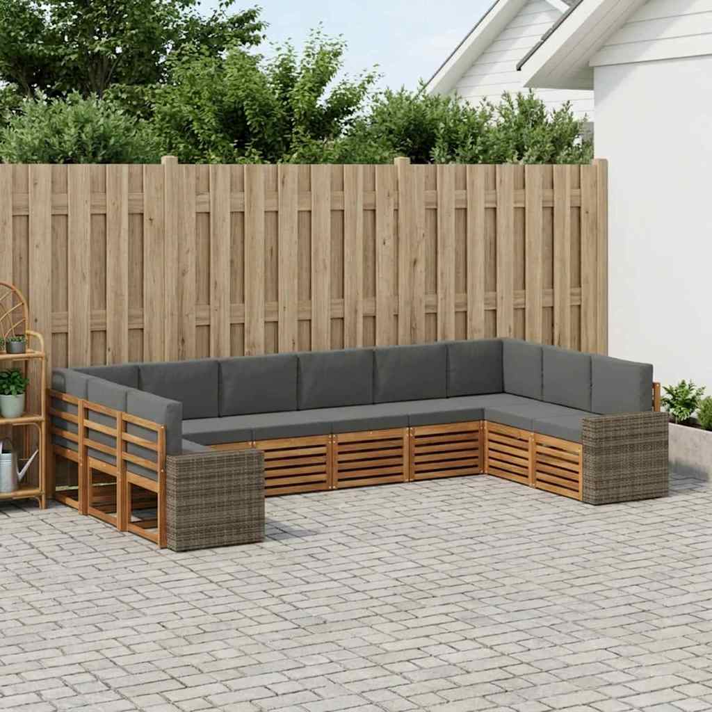 Set vanjskih sofa 10 pcs Prirodna i antracit Poliester