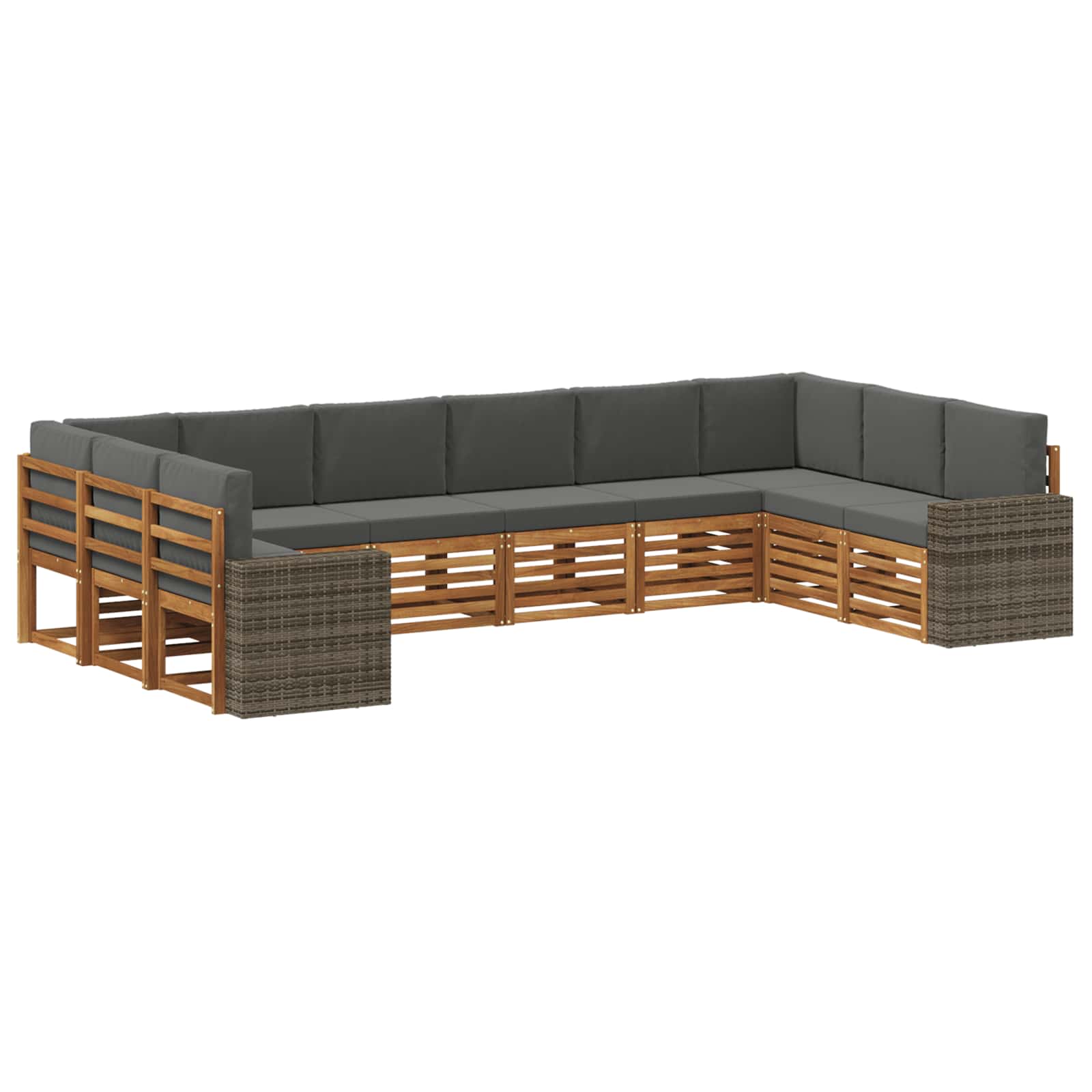 Set vanjskih sofa 10 pcs Prirodna i antracit Poliester