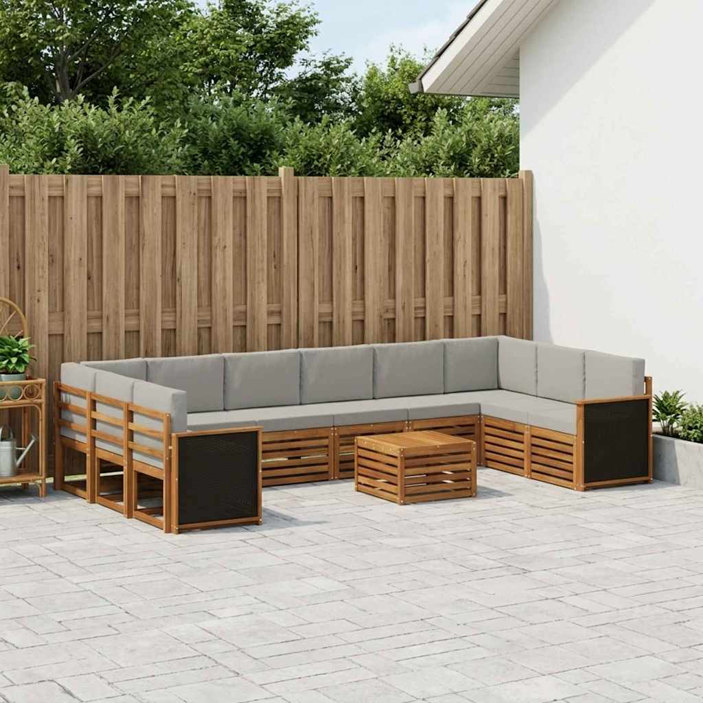 Set vanjskih sofa 8 kom. Prirodna i svjetlosiva