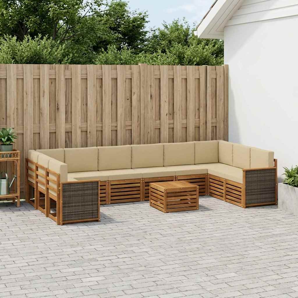 Set vanjskih sofa s jastukom 8 pcs Prirodna
