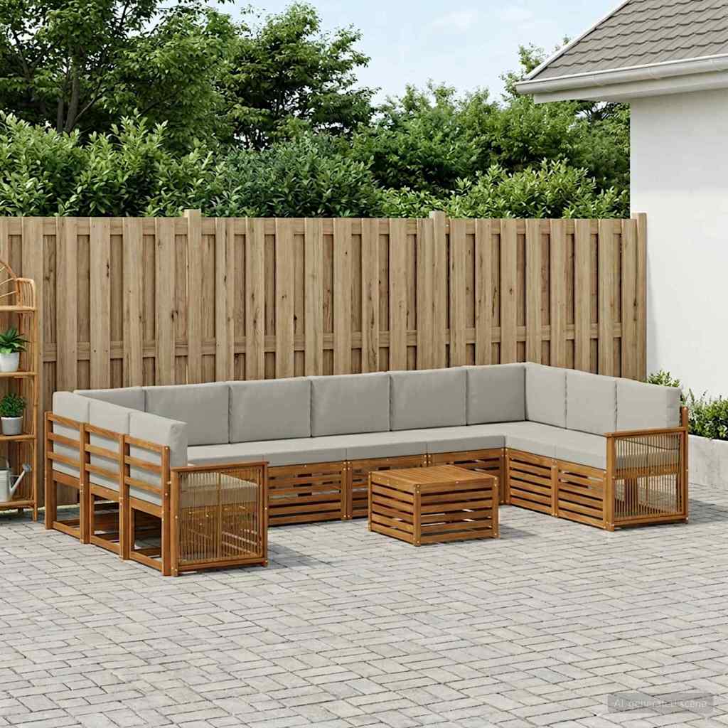 Set vanjskih sofa 8 kom. Prirodna i svjetlosiva