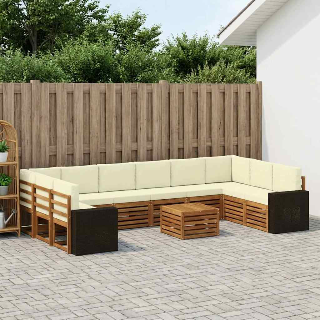 Set vanjskih sofa s jastukom 11 pcs Prirodna i krem Poliester