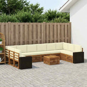 Set vanjskih sofa s jastukom 11 pcs Prirodna i krem Poliester