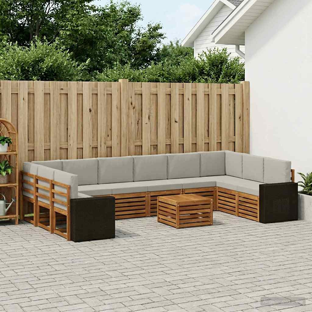 Set vanjskih sofa 11 pcs Prirodna i svjetlosiva Poliester