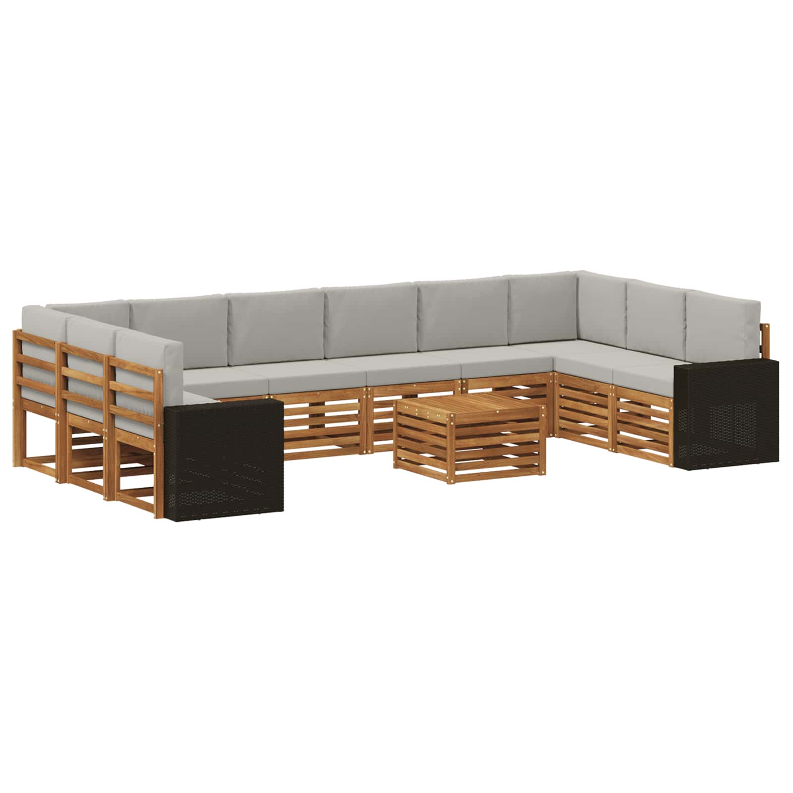 Set vanjskih sofa 11 pcs Prirodna i svjetlosiva Poliester