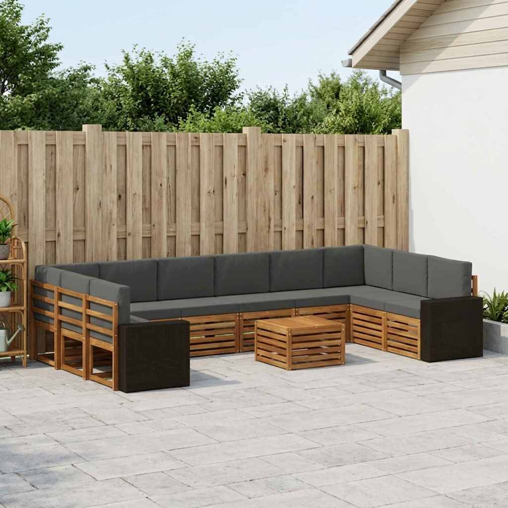 Set vanjskih sofa 11 pcs Prirodna i antracit Poliester