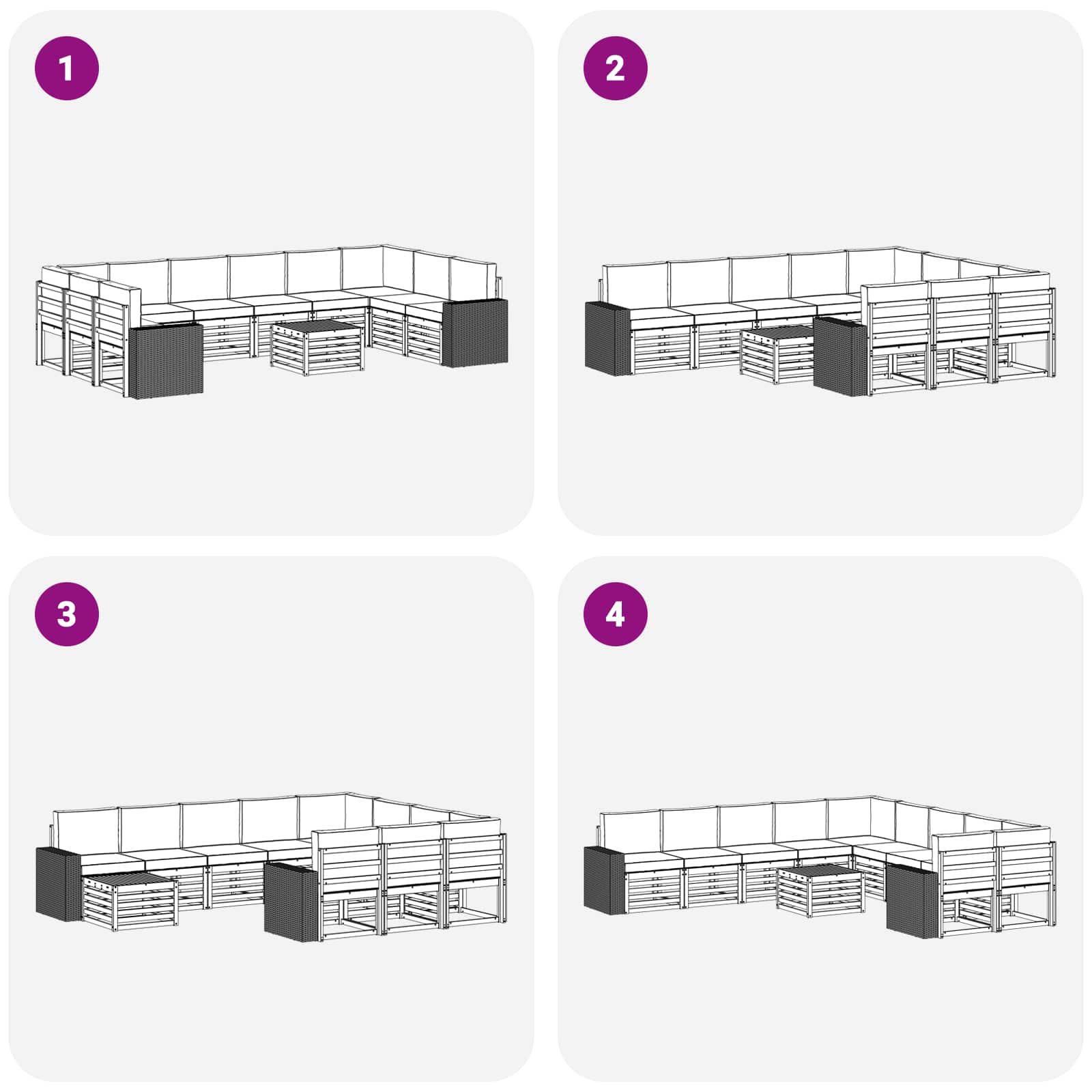 Set vanjskih sofa 11 pcs Prirodna i antracit Poliester