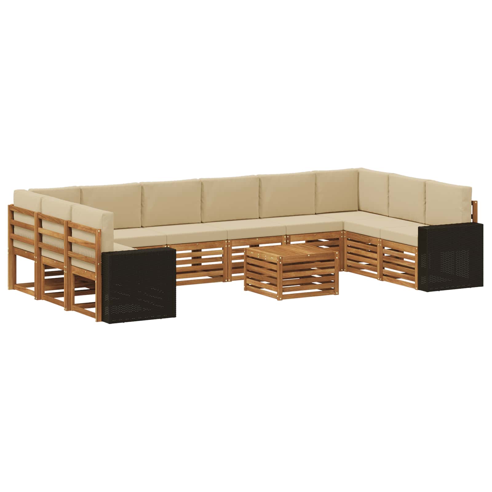 Set vanjskih sofa s jastukom 11 pcs Prirodna i bež Poliester