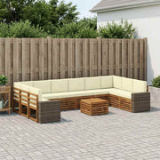 Set vanjskih sofa s jastukom 11 pcs Prirodna i krem Poliester