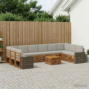 Set vanjskih sofa 11 pcs Prirodna i svjetlosiva Poliester