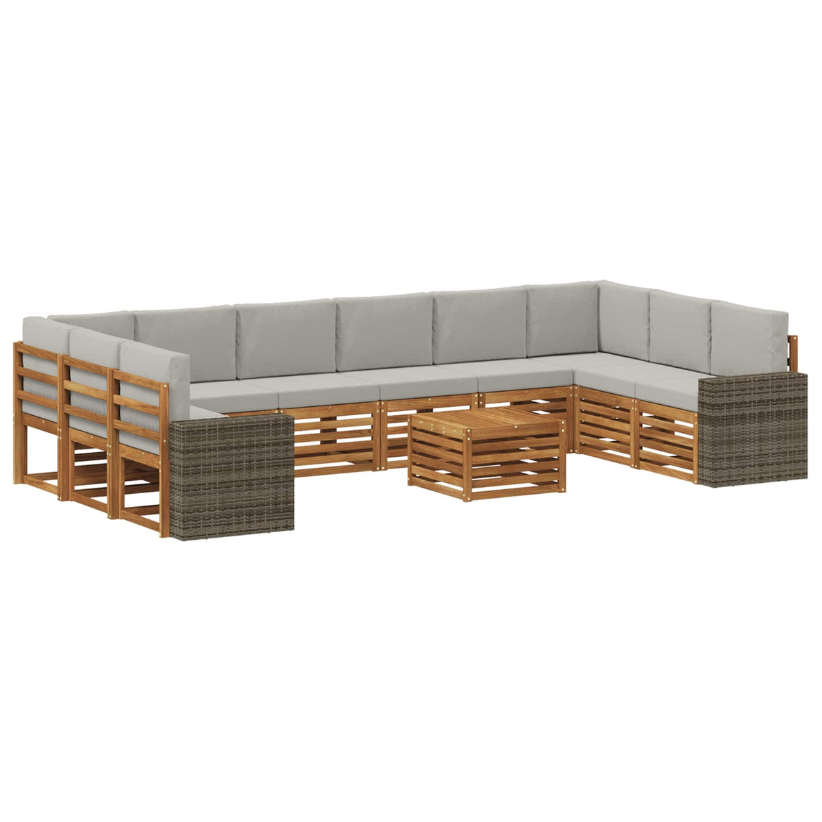 Set vanjskih sofa 11 pcs Prirodna i svjetlosiva Poliester
