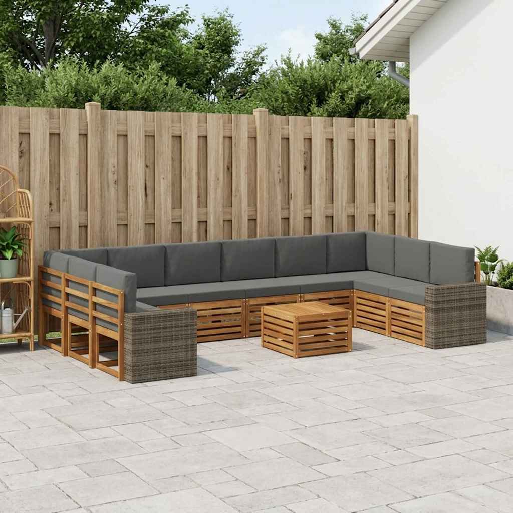 Set vanjskih sofa 11 pcs Prirodna i antracit Poliester