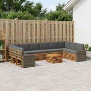 Set vanjskih sofa 11 pcs Prirodna i antracit Poliester