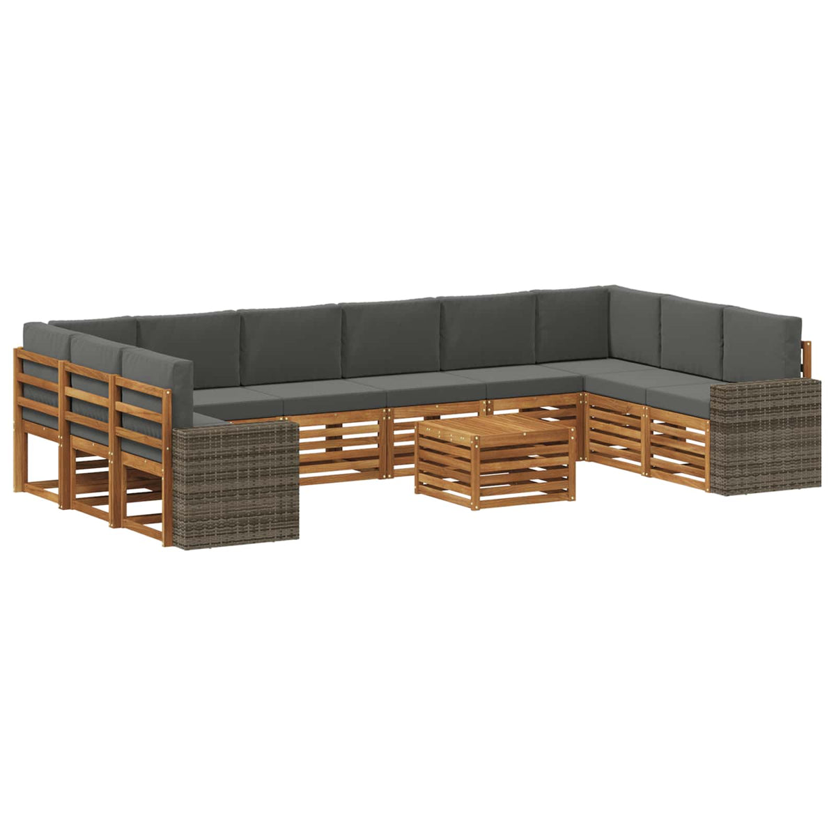 Set vanjskih sofa 11 pcs Prirodna i antracit Poliester