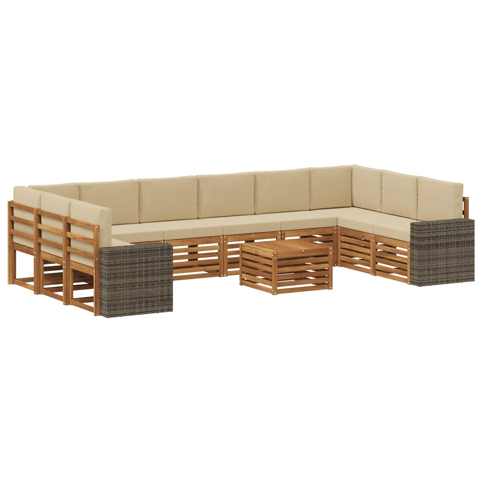 Set vanjskih sofa s jastukom 11 pcs Prirodna i bež Poliester