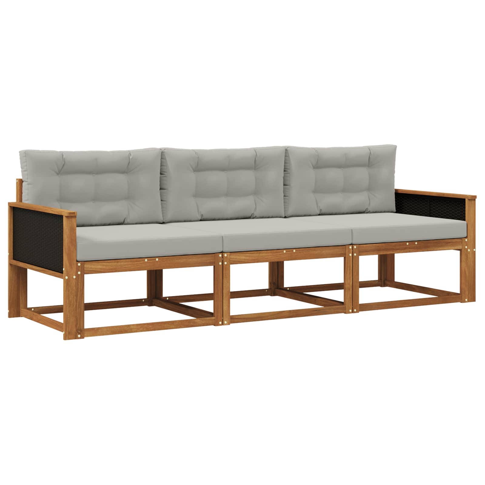Set vanjskih sofa s jastukom 3 pcs Prirodna i Svjetlosiva