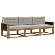 Set vanjskih sofa s jastukom 3 pcs Prirodna i Svjetlosiva