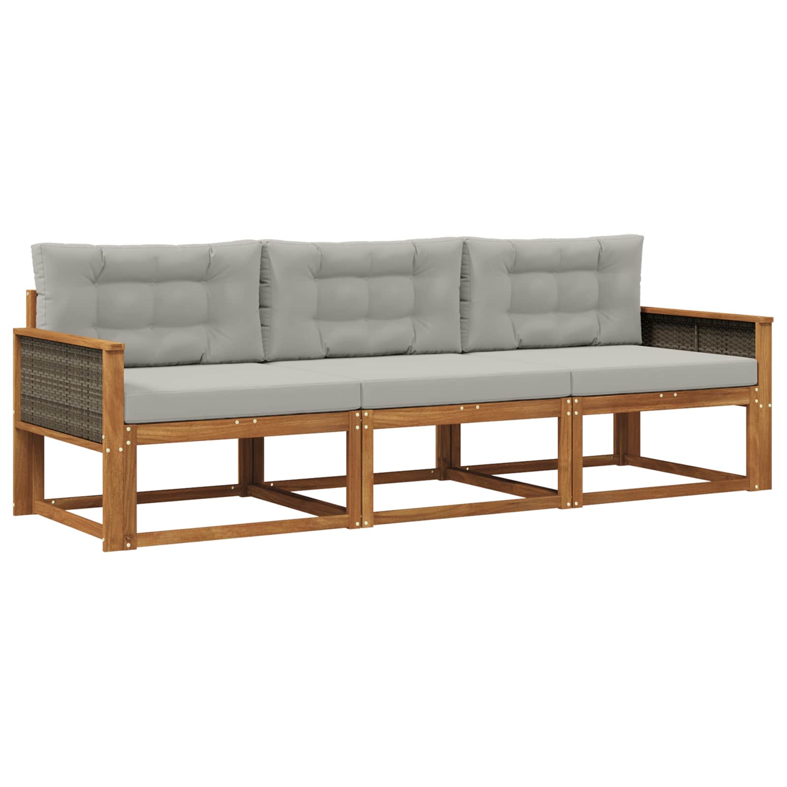 Set vanjskih sofa s jastukom 3 pcs Prirodna i Svjetlosiva