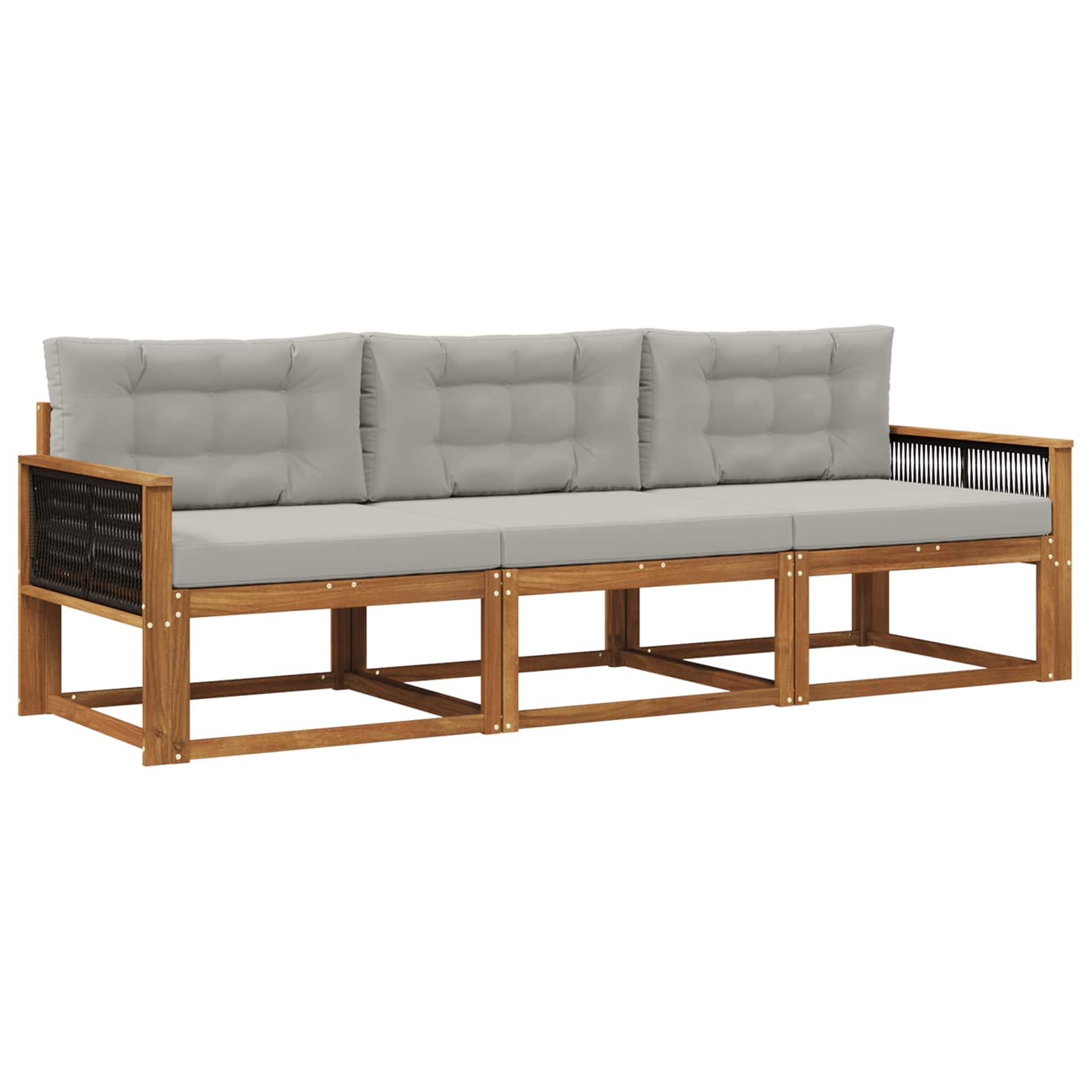 Set vanjskih sofa s jastukom 3 pcs Prirodna i Svjetlosiva