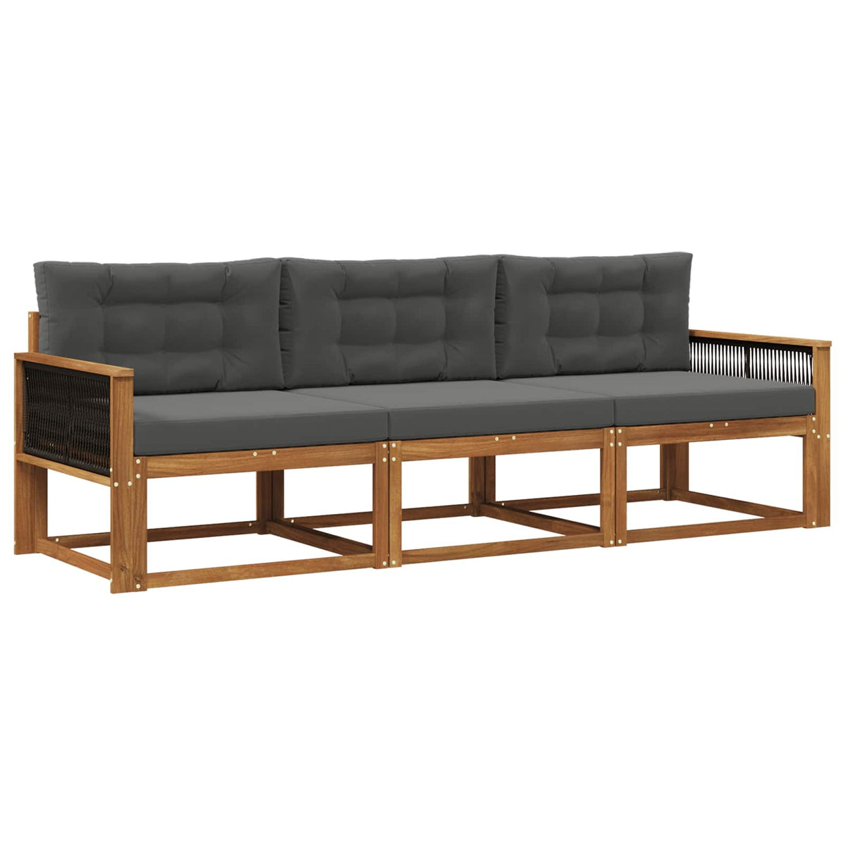Set vanjskih sofa s jastukom 3 pcs Prirodna i antracit