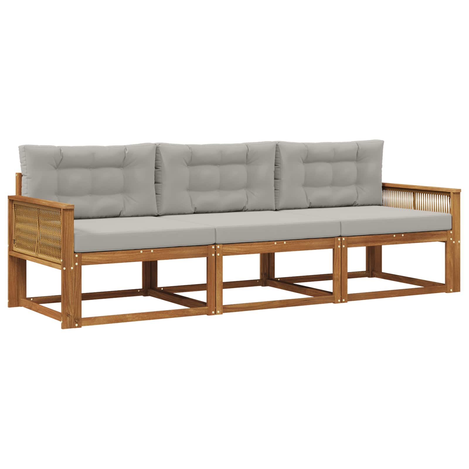 Set vanjskih sofa s jastukom 3 pcs Prirodna i Svjetlosiva