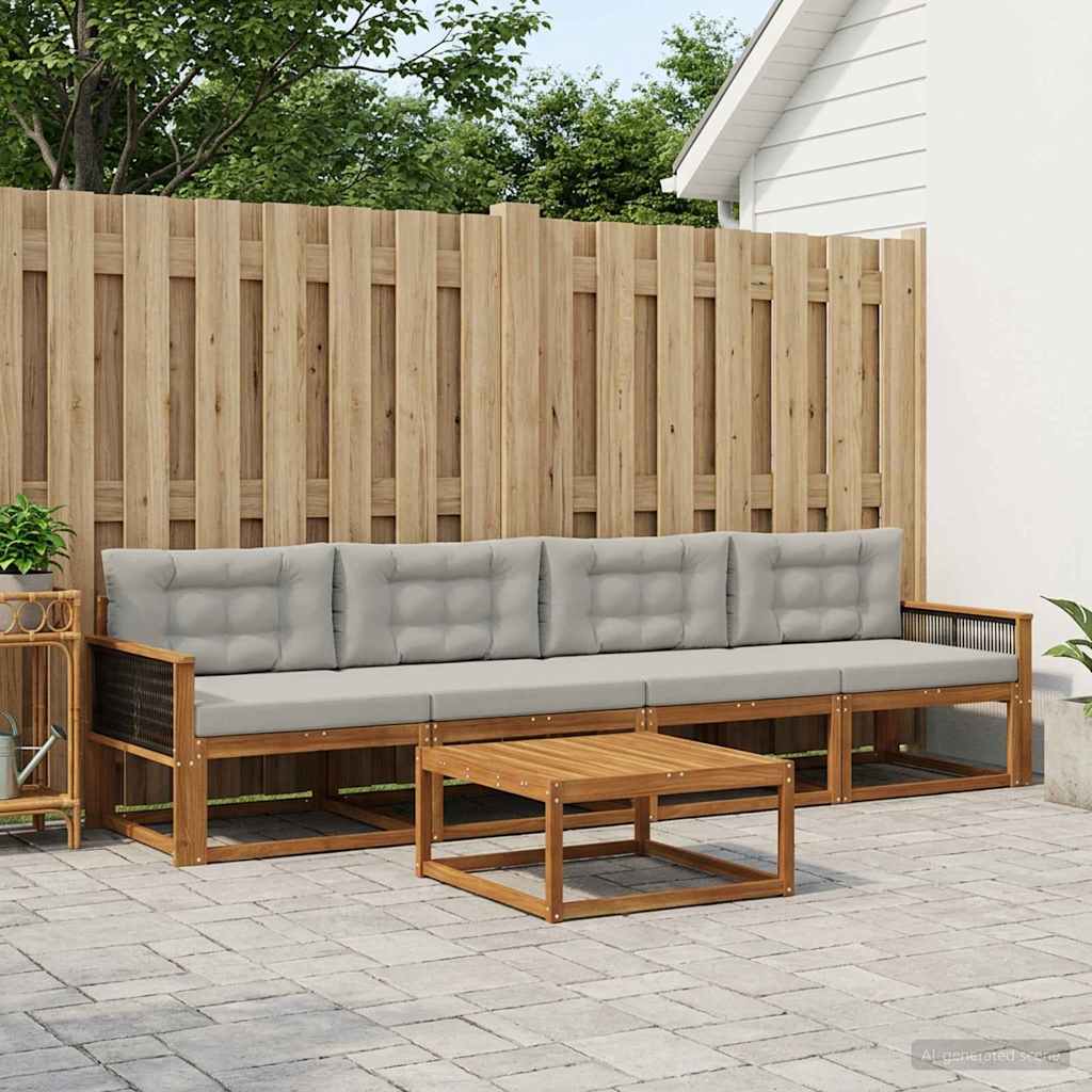 Set vanjskih sofa 5 pcs Prirodna i Svjetlosiva