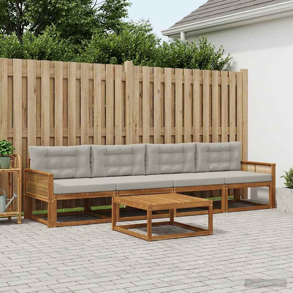Set vanjskih sofa 5 pcs Prirodna i Svjetlosiva