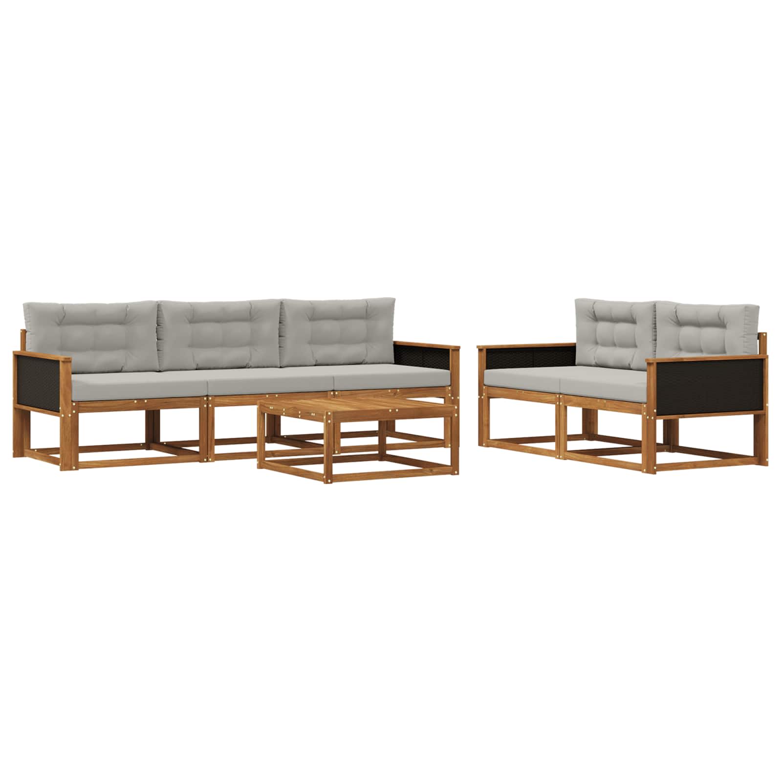 Set vanjskih sofa s jastukom 6 pcs Prirodna i Svjetlosiva