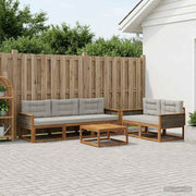 Set vanjskih sofa s jastukom 6 pcs Prirodna i Svjetlosiva