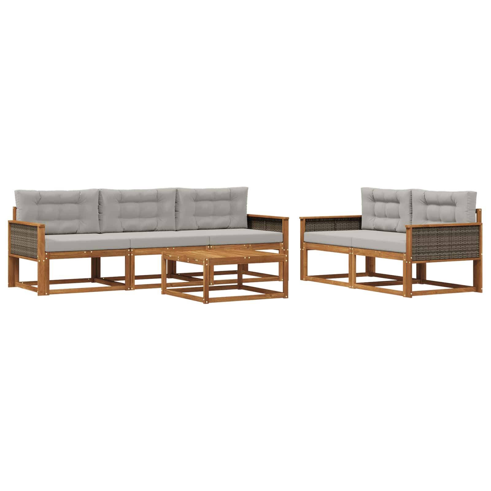 Set vanjskih sofa s jastukom 6 pcs Prirodna i Svjetlosiva