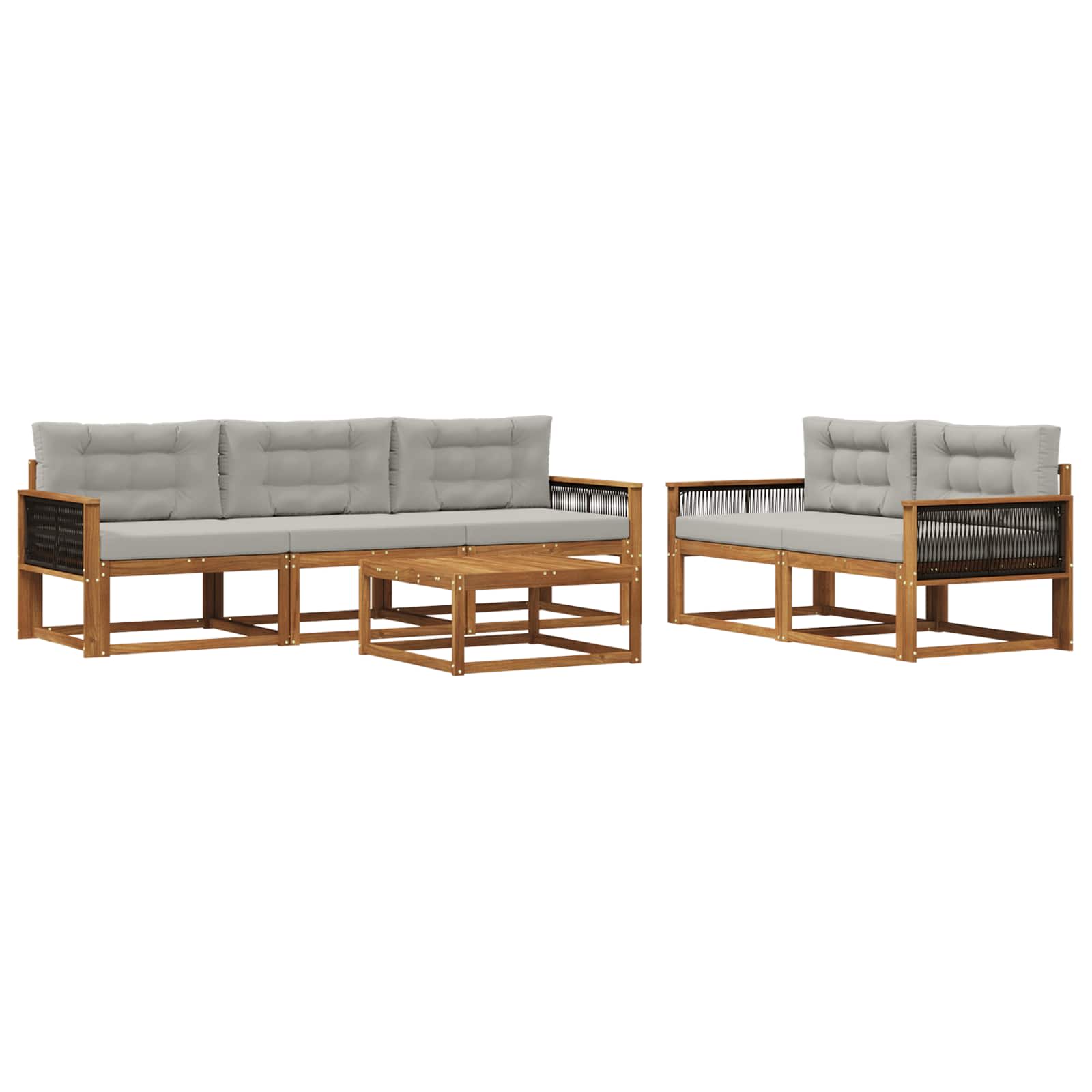 Set vanjskih sofa s jastukom 6 pcs Prirodna i Svjetlosiva