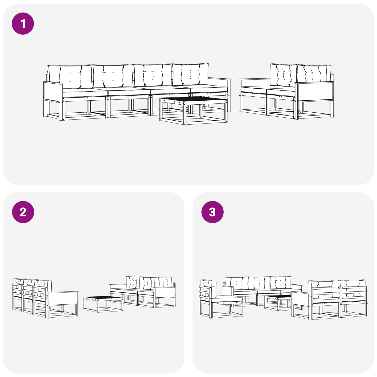 Set vanjskih sofa 7 pcs Prirodna i bež