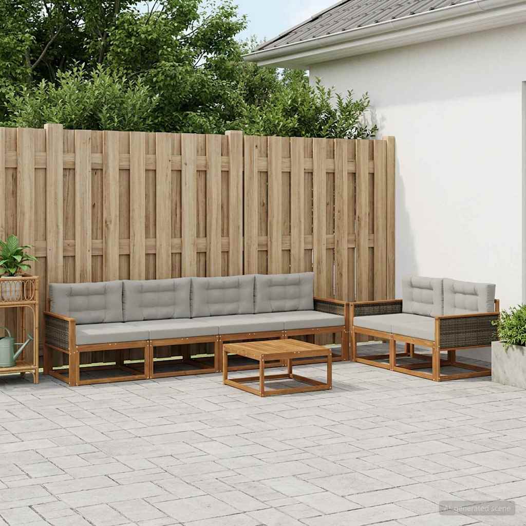 Set vanjskih sofa 7 pcs Prirodna i Svjetlosiva