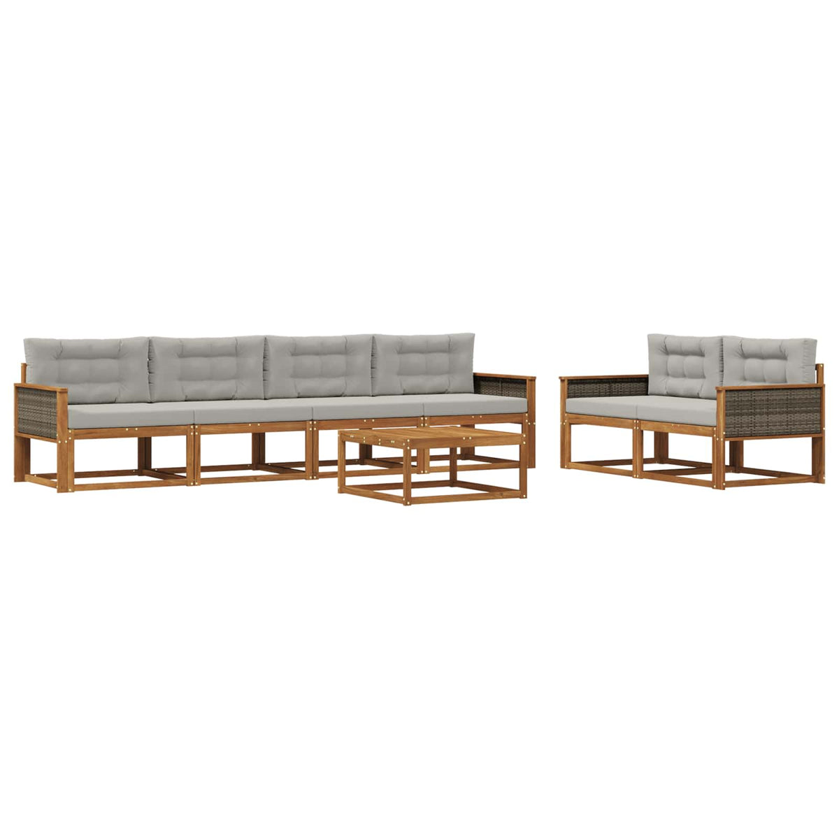Set vanjskih sofa 7 pcs Prirodna i Svjetlosiva