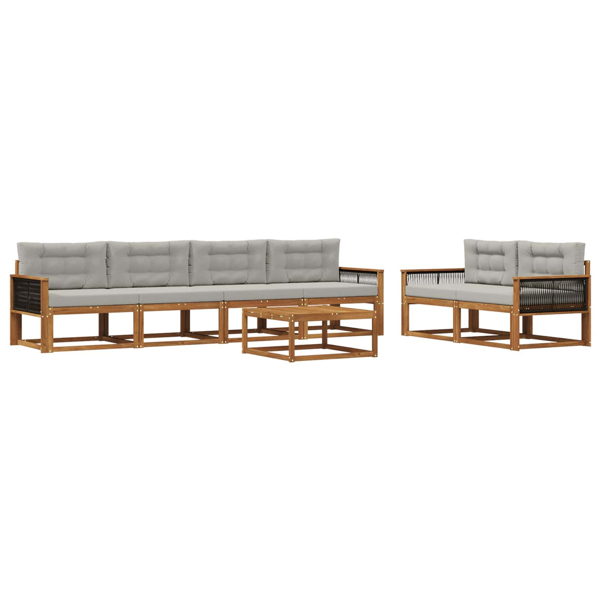 Set vanjskih sofa s jastukom 7 pcs Prirodna i Svjetlosiva