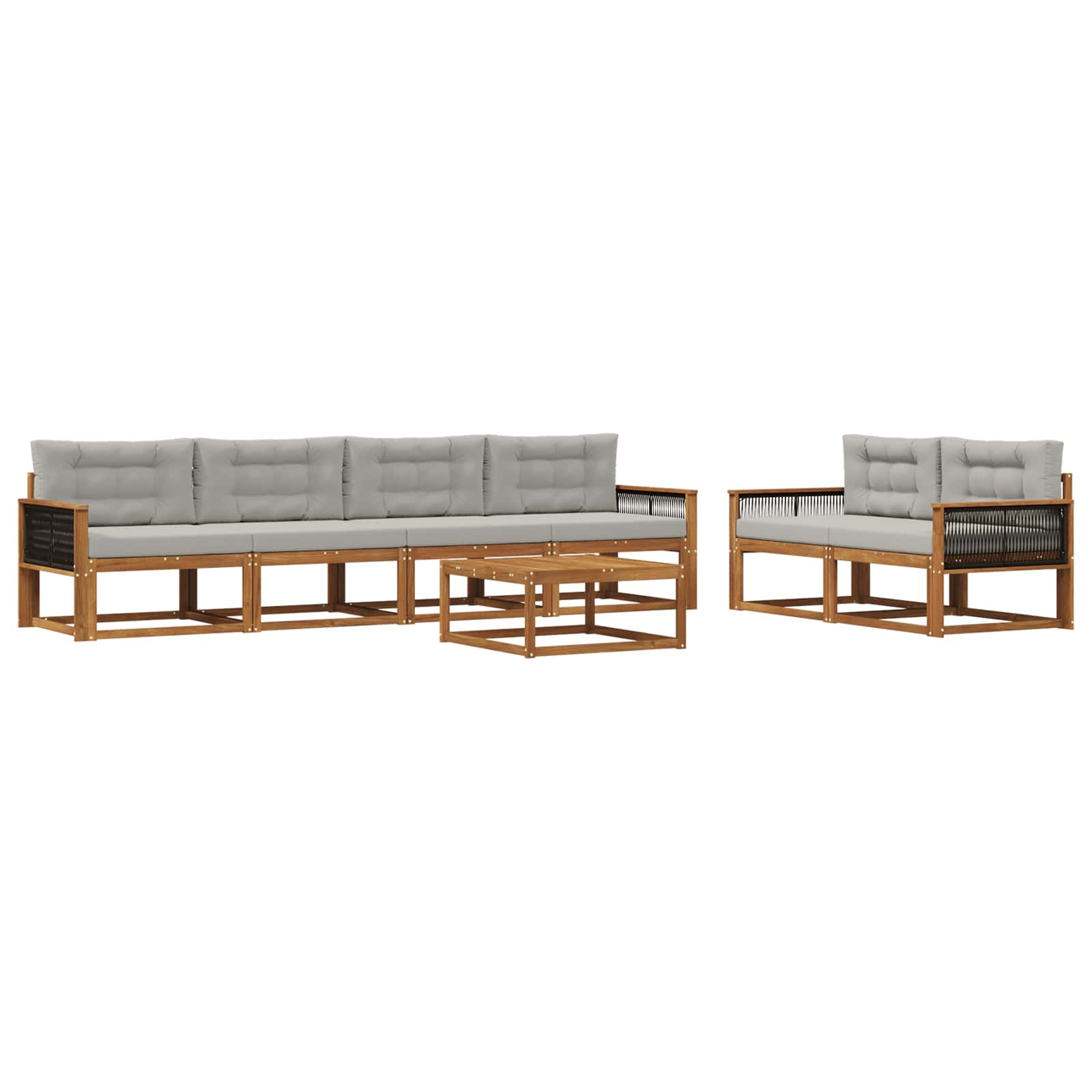 Set vanjskih sofa s jastukom 7 pcs Prirodna i Svjetlosiva