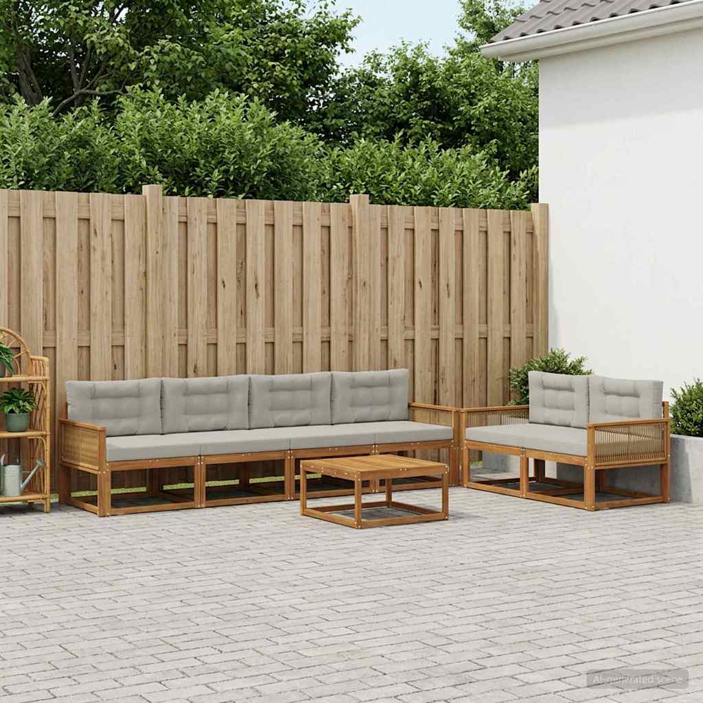 Set vanjskih sofa 7 pcs Prirodna i Svjetlosiva