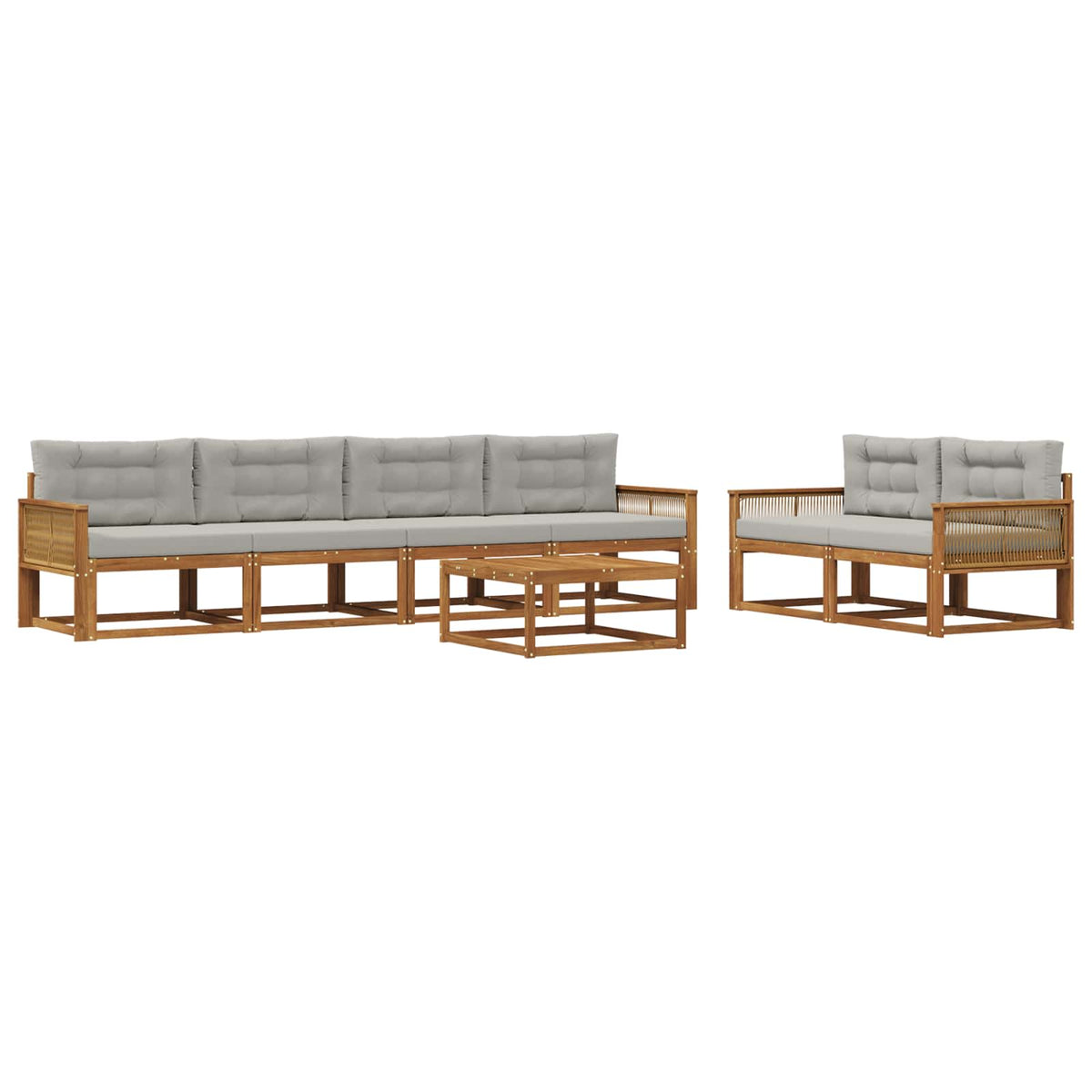 Set vanjskih sofa s jastukom 7 pcs Prirodna i Svjetlosiva