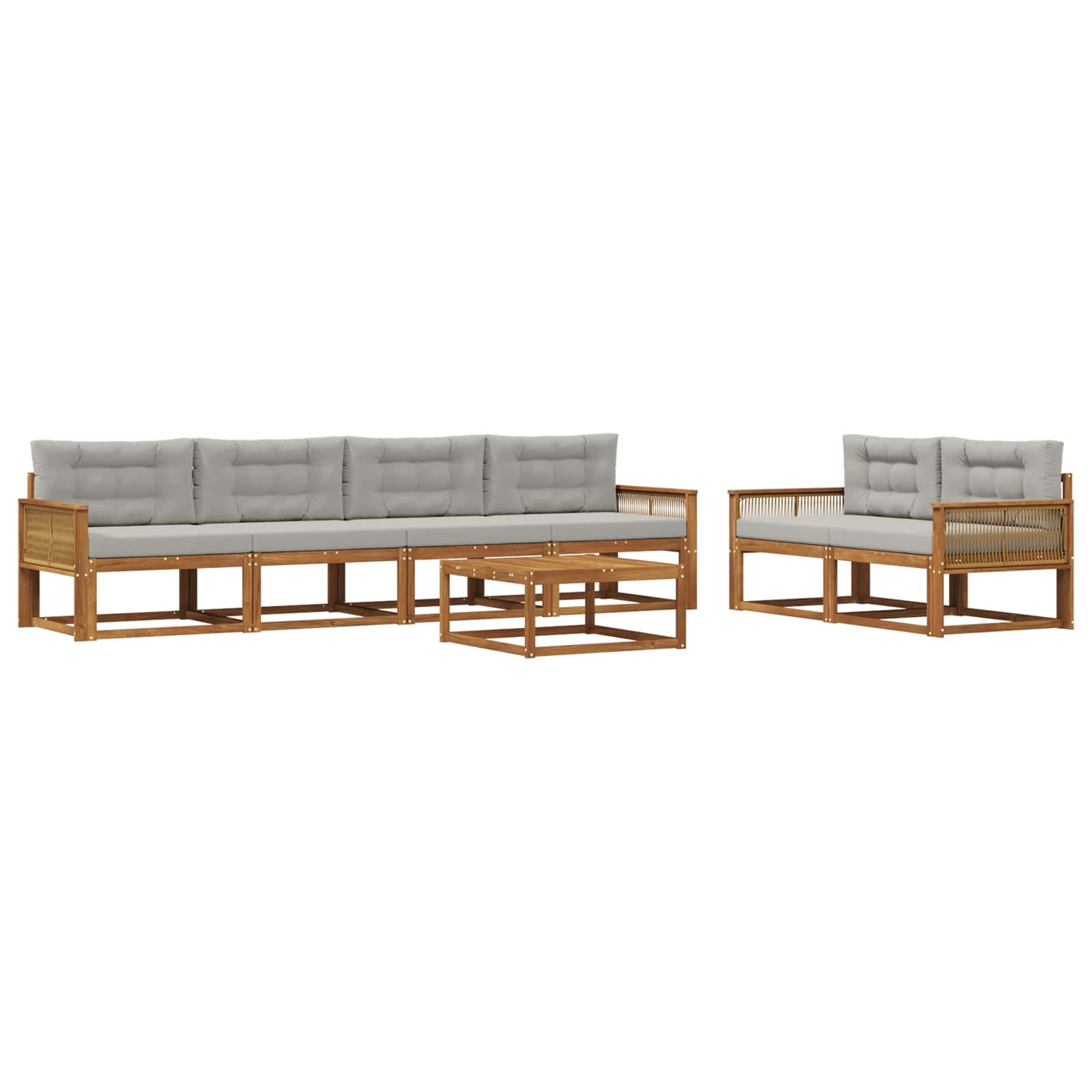 Set vanjskih sofa s jastukom 7 pcs Prirodna i Svjetlosiva