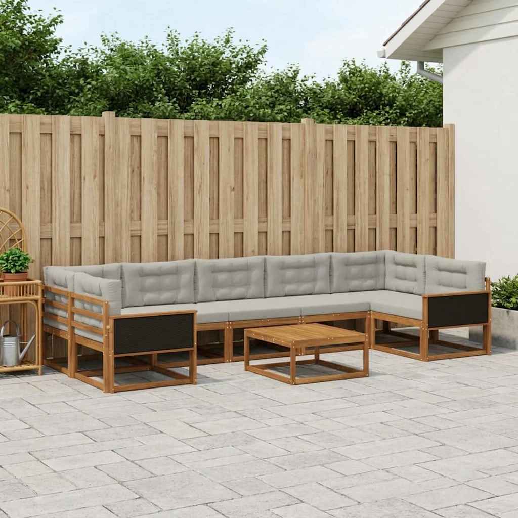 Set vanjskih sofa 8 pcs Prirodna i Svjetlosiva