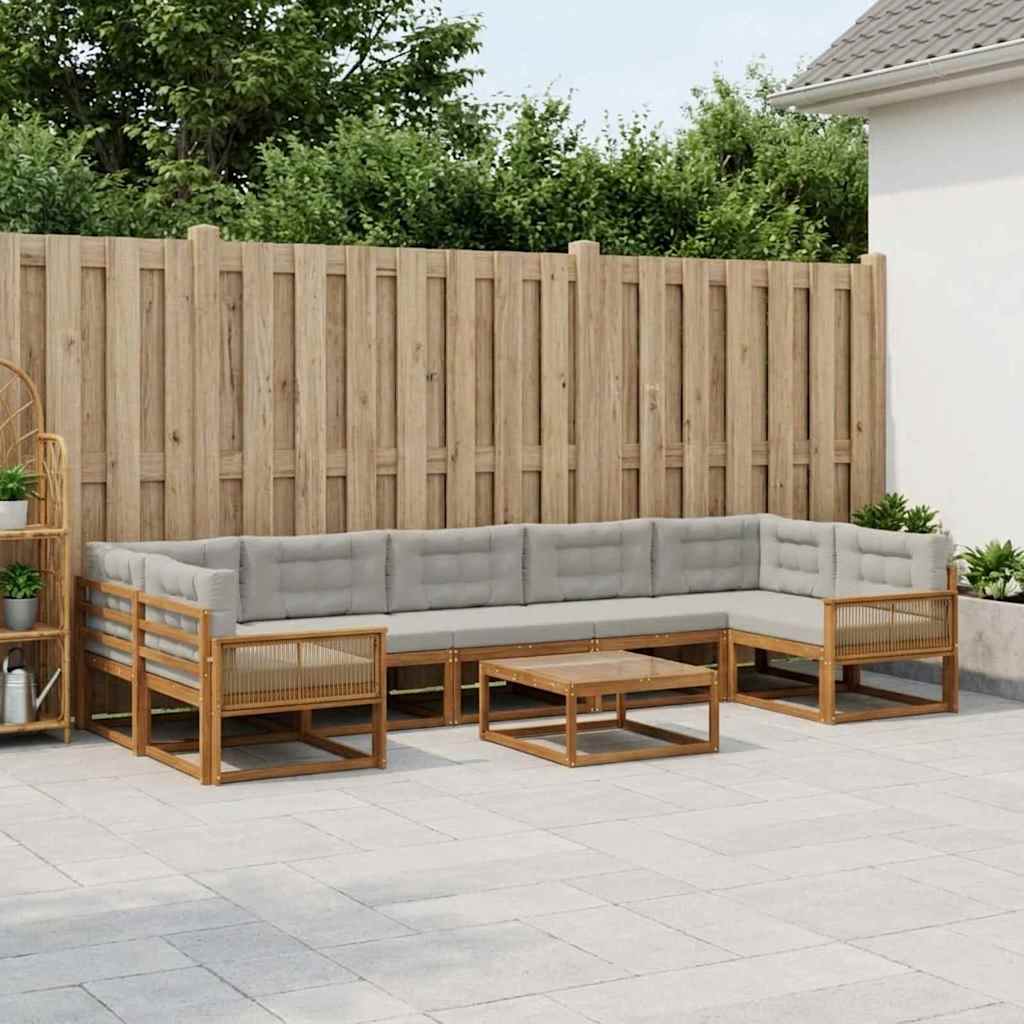 Set vanjskih sofa 8 pcs Prirodna i Svjetlosiva