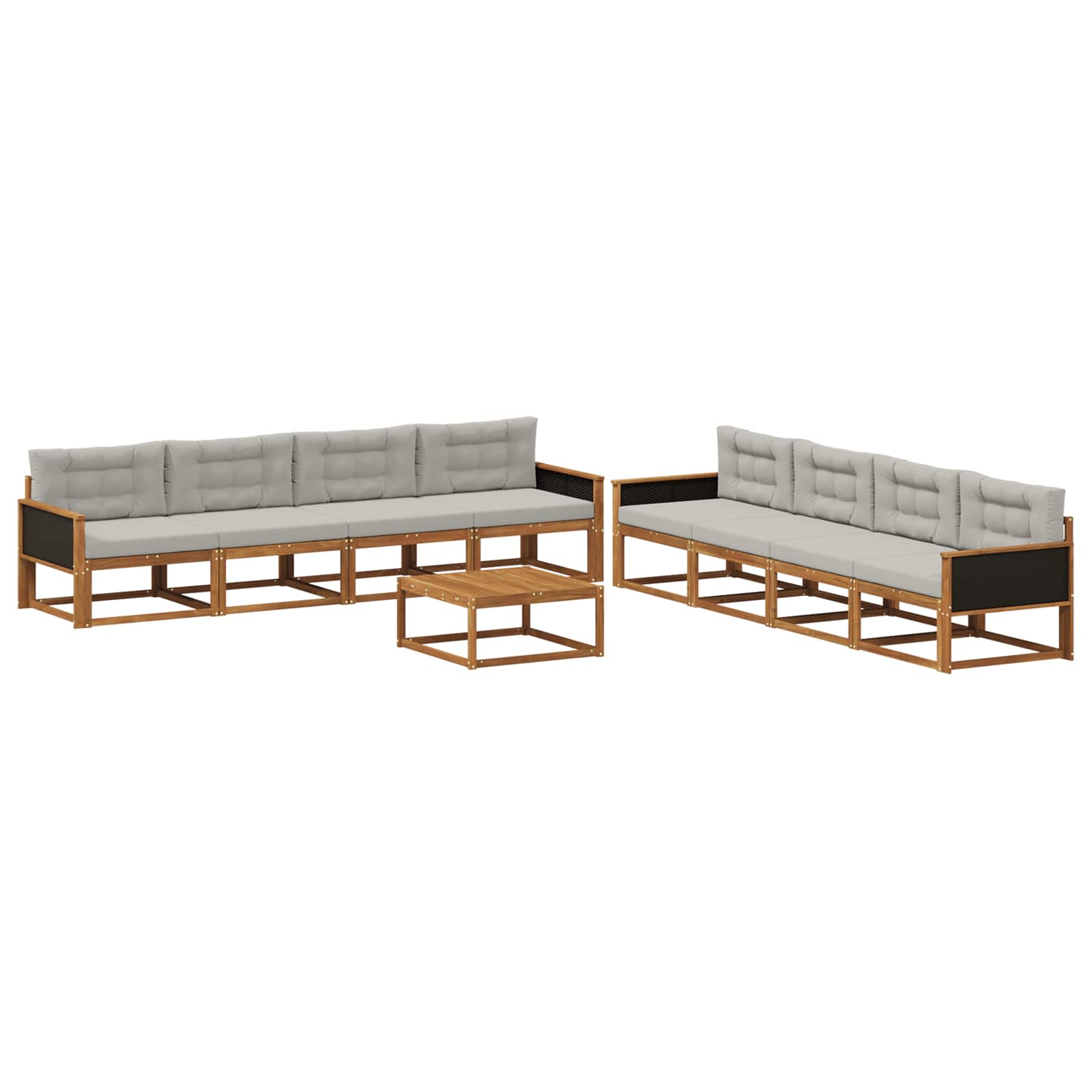 Set vanjskih sofa s jastukom 9 pcs Prirodna i Svjetlosiva