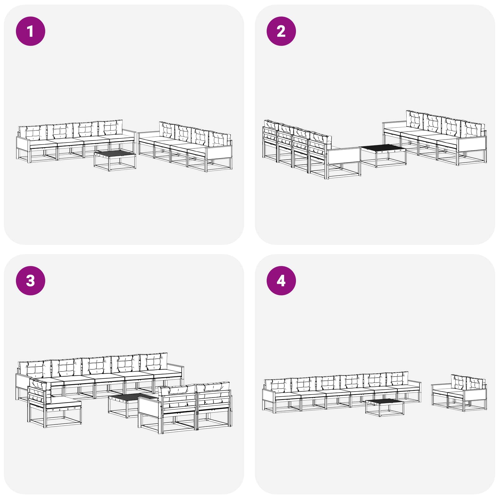 Set vanjskih sofa s jastukom 9 pcs Prirodna i Svjetlosiva
