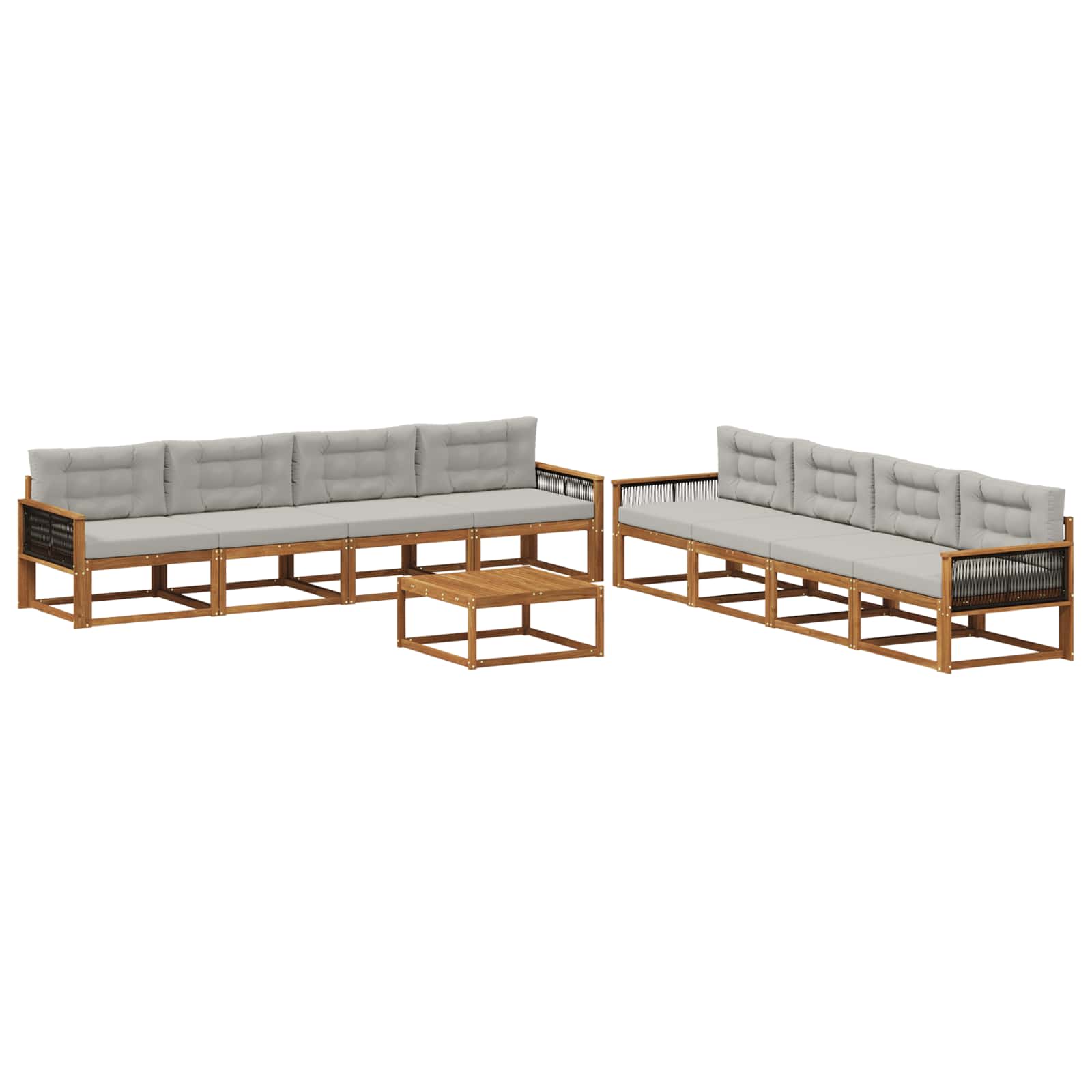 Set vanjskih sofa s jastukom 9 pcs Prirodna i Svjetlosiva