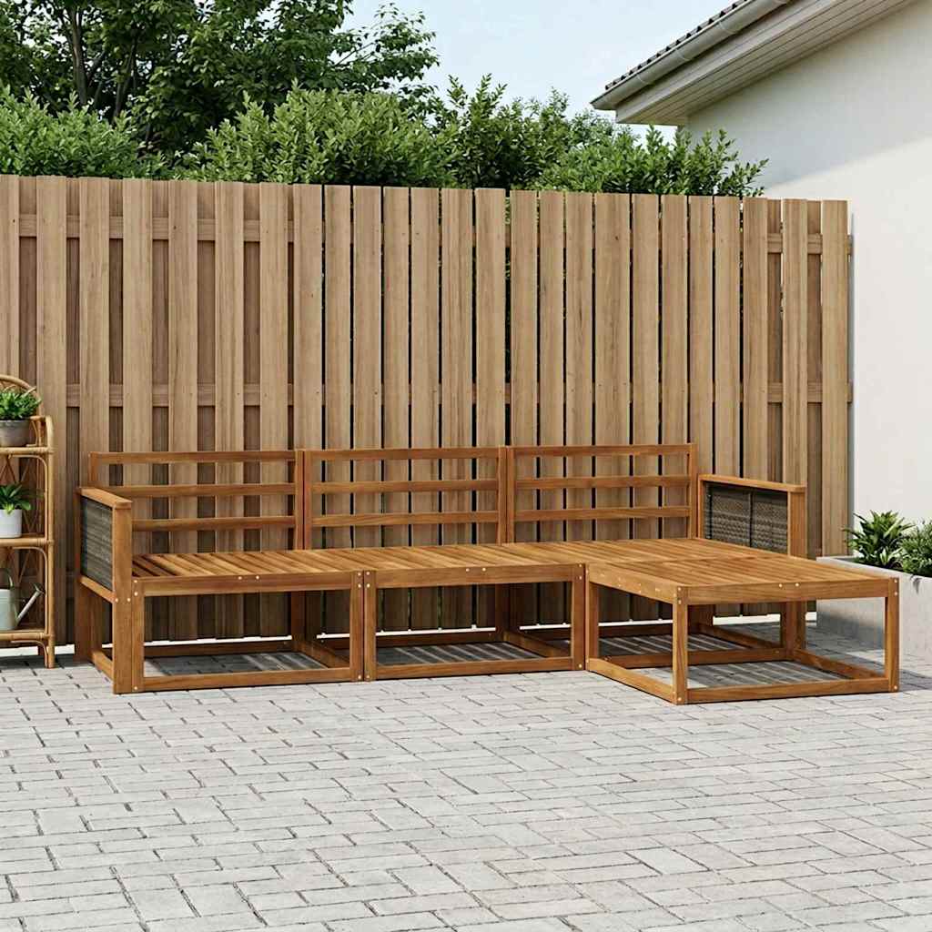 Set vanjskih sofa 4 pcs Prirodna Čvrsto drvo akacije
